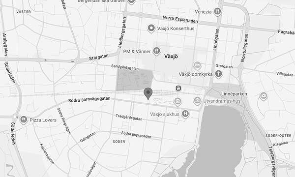 Karta över Easycounts kontor på Södra Järnvägsgatan 4 i Växjö